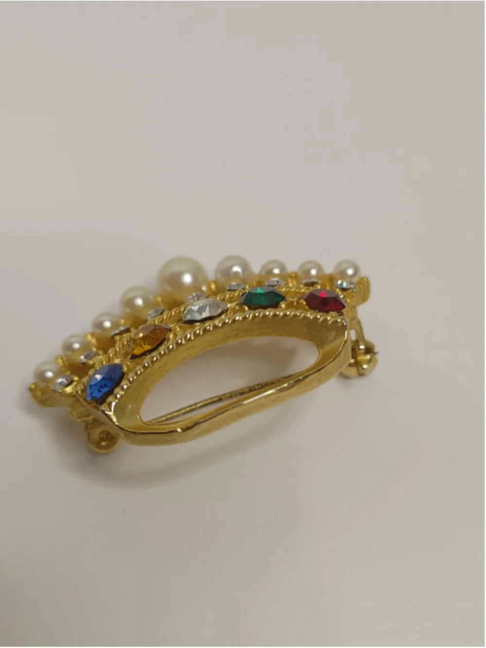 Women's Unbranded Royal Crown Brooch Vintage Estate Gold/Pearl/Stone
